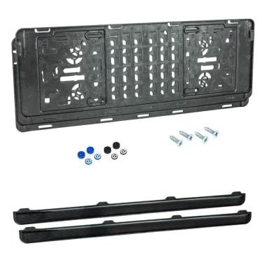 Imagem de Kit Premium Reforço De Placa Veicular Para Carro Padrão Mercosul - Modelo Municipio Preto