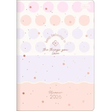 Imagem de Tilibra - Planner Grampeado 17,8 x 25,4 cm Soho 90 G 2026 - Fundo Bege com Bolas Coloridas