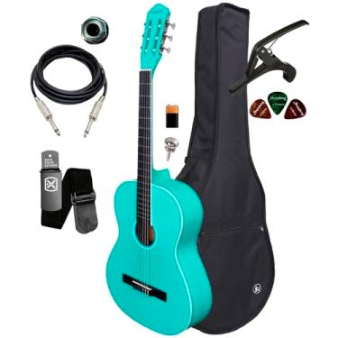 Imagem de Violão Elétrico Giannini Canhoto N14 Lh + Capa E Acessórios (TURQUOISE BLUE SATIN)