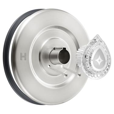 Imagem de Enhon Kit de acabamento de banheira e chuveiro, acabamento de chuveiro compatível com Moen Chateau T470 válvula de chuveiro de manípulo único, tubo e alça de parafusos de escudo (níquel escovado