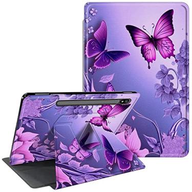 Imagem de CGFGHHUY Capa para tablet Galaxy Tab S8 Plus/S7 FE de 12,4 polegadas, suporte giratório de 360 graus, capa inteligente com ativação automática para Samsung Galaxy Tab S8+ 2022/S7 FE 2021 - flores rosa
