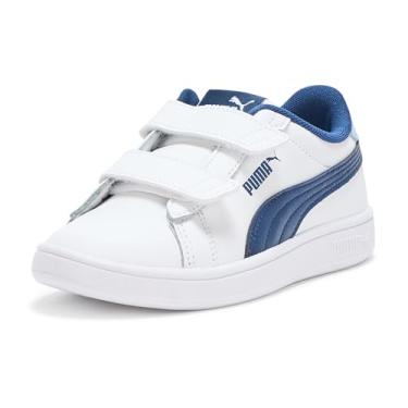 Imagem de PUMA Tênis infantil unissex Smash Hook and Loop, branco-persa azul-haute Tropic Ah25, 11.5 Little Kid