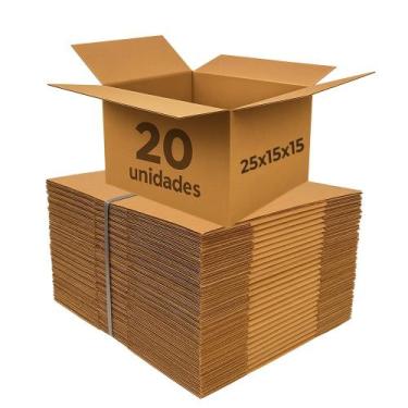 Imagem de 20 Caixa de Papelão 25x15x15cm Envio Correio Ecommerce Fardo com 20un 