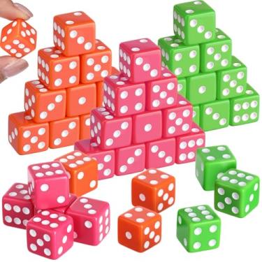 Imagem de Poen 30 Pcs Rose Red Orange Green Dice Set Opaque 16mm Dice Casino Theme Party with White Pips for Game Party Family Board Games