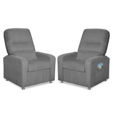 Imagem de Kit 02 Poltronas Decorativas Do Papai Reclinável Confortável Suede Cin