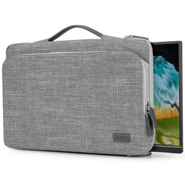 Imagem de Capa para monitor portátil de 18,5 polegadas, capa protetora para laptop de 18,5 polegadas com alça de poliuretano, bolso grande para acessórios e resistente à água para bolsa de monitor de viagem