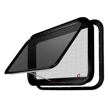 Imagem de Janela de saída RV 76.6 cm × 50.8 cm substituição de janelas de trailer com kit de acabamento e tela, janela de reboque de carga ultra grossa para parede de reboque de lágrima de 3-1/5.1 cm, janela de