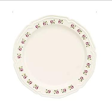 Imagem de Prato de serviço utensílios de mesa prato de jantar doméstico cozinha café prato de sobremesa prato de jantar regular prato redondo simples prato de bolo padrão rosa prato prato de jantar café da