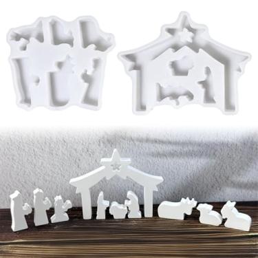Imagem de Moldes de silicone de Natal, conjunto de moldes de vela de presépio da família Jesus, moldes de resina para fundição epóxi faça você mesmo, decoração religiosa para festas domésticas, suprimentos (D)