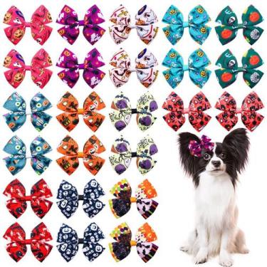 Imagem de Laços de cabelo para cães de Halloween JpgDn 24 unidades/12 pares para