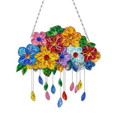 Imagem de C'eitura Kits de pingente de pendurar em formato redondo de flores coloridas DIY para decoração de casa, presente exclusivo para mulheres e adolescentes