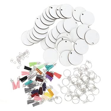 Imagem de 1 conjunto de chaveiros em branco de sublimação com borlas, artesanato faça você mesmo, etiquetas pendentes de transferência de calor para decoração de carro para chaveiros e ornamentos personalizados