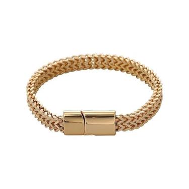 Imagem de Pulseiras masculinas com fecho de aço inoxidável, corrente masculina, pulseira de elos de fecho resistente, pulseiras masculinas de metal, 4*8, Liga metálica, Sem Pedra Preciosa