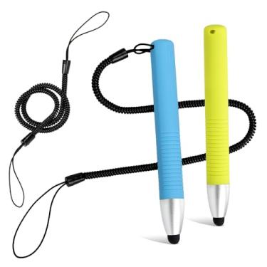 Imagem de 2 canetas Stylus amigáveis para telas sensíveis ao toque, caneta Stylus capacitiva com cabo, caneta Stylus Stylus Crayon para dispositivos com tela sensível ao toque, smartphones, tablets