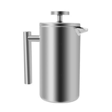 Imagem de Cafeteira French Press de aço inoxidável 304 de camada dupla de 350 ml, pode ser lavada na lava-louças para cappuccino Latte Mocha ZJMCAJY