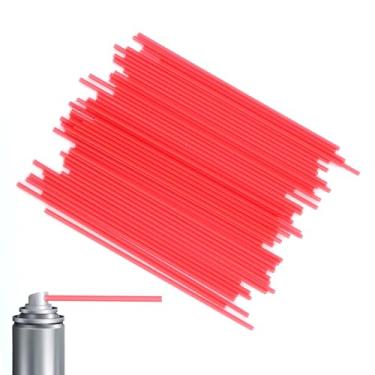 Imagem de 50 canudos de substituição de lata de spray, extensão de frasco de spray de 12 cm, canudo vermelho, pontas de plástico para pulverizador de aerossol, tubos de extensão para limpeza de lubrificante de