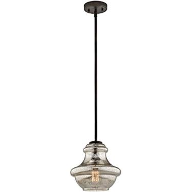 Imagem de Kichler Everly 23,5 cm 1 Mini Escola Pingente Mercury Glass Olde Bronze