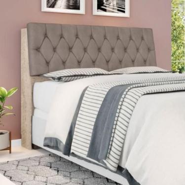 Imagem de Cabeceira Box Queen Isis Amarula Com Capitonê Bege Escuro