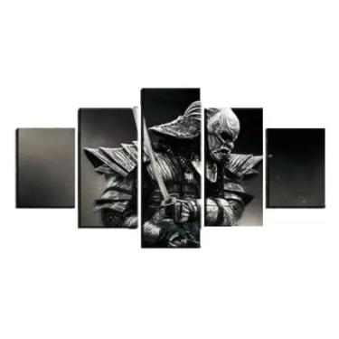 Imagem de Kit quadro decorativo 5 peças 95x60cm Samurai Guerreiro Japão