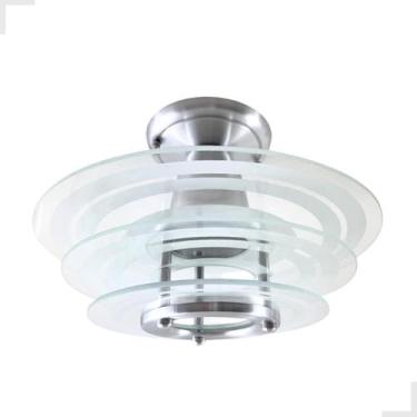 Imagem de Lustre Plafon Sobrepor Redondo Vidro - Jateado - Sala Quarto - Shin Te