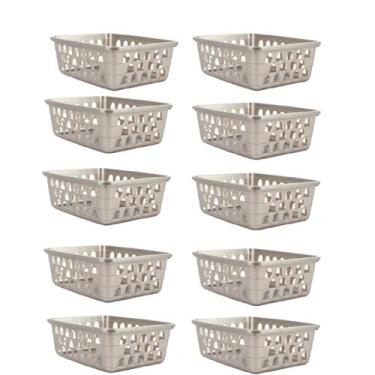Imagem de Kit 10 Cestos Multiuso Organizador Médio Cinza 20x15,5x6,5Cm - 123 Org
