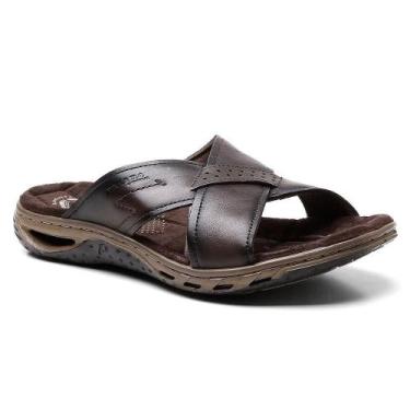 Imagem de Sandália Masculina Pegada Casual Tiras Cruzadas, Marrom, 43