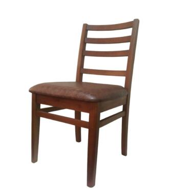 Imagem de Cadeira Poltrona Estrutura Em Madeira Assento Estofado Marrom Xadrez