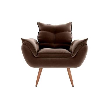 Imagem de Poltrona Opala Tokio Para Descanço Confortável Toquio Matrix Veludo Marrom