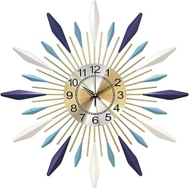 Imagem de Relógio de parede arte simples relógio de parede grande de metal relógio de parede sunburst relógio de parede 3D com movimento de quartzo silencioso relógio moderno sem tique-taque para sala de estar