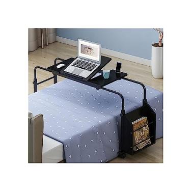 Imagem de Mesa sobre a cama com rodas, mesa para laptop, mesa sobrecama, mesa de jogos, altura ajustável, mesa de computador, estação de trabalho, bandeja de comida, mesa com rodinhas (B-0,8 m) (B 0,8 m)