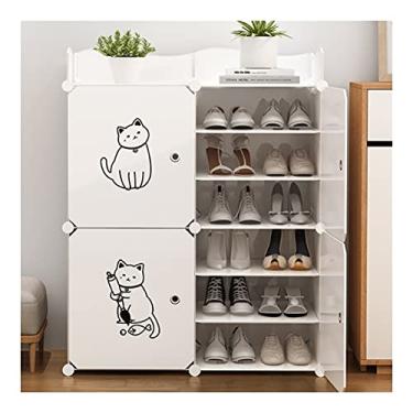 Imagem de Sapateira, rack de sapatos de ABS vertical empilhável resistente, armário de armazenamento de sapatos branco, sapateira de instalação simples, comporta tênis multifuncional (branco)
