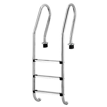 Imagem de Escada de piscina de aço inoxidável Corrimão de piscina de 3 degraus para entrada de piscina enterrada de 1-1,4 m precisa ser embutido/prata/153 x 50 cm (prata 153 x 50 cm)