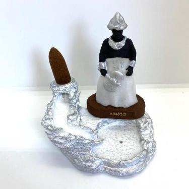 Imagem de Incensário Cascata Xangô Ayrá Branco 12 Cm Resina - Lua Mística - 100%