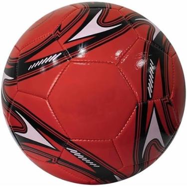 Imagem de Bola Futebol Couro Sintético VERMELHA N5 Oficial Campo Treino Jogo Resistente e Durável