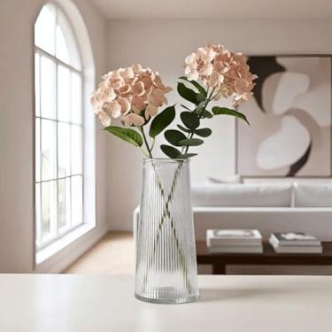 Imagem de Vaso Vidro Canelado Elpis Incolor Flores Aranjos 850ml - 20cm