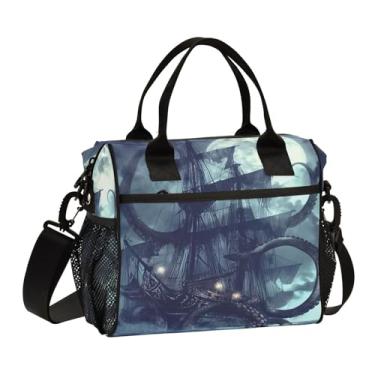 Imagem de ATTX Lancheira isolada para navio pirata – bolsa térmica portátil grande com alça removível para trabalho, praia, piquenique #698