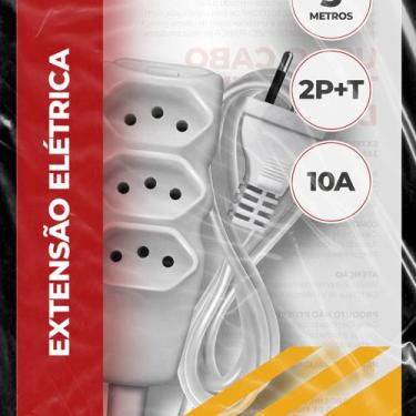 Imagem de Extensão Cabo 2p T Pp Plano 3x0,75 5m Branca - MEGATRON