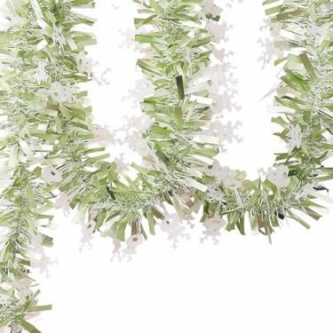 Imagem de Esquirla Guirlanda de Natal com enfeites brilhantes para árvore de Natal, aniversário, 1,8 m, guirlanda torcida com alce para festas, lareira e Ano