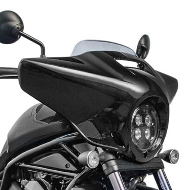 Imagem de Kit de para-brisa de carenagem de farol de motocicleta para CM1100 CMX1100 Rebel 1100 2021-2025 Kit de montagem de carenagem superior frontal, preto brilhante + somke claro