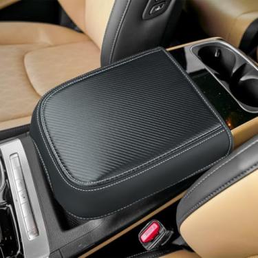 Imagem de INTGET Capa para console central Kia Carnival 2022-2026 estilo de fibra de carbono com almofada fina protetor de tampa de descanso de braço para Kia Carnival 2026 Acessórios 2022 2023 2024 2025
