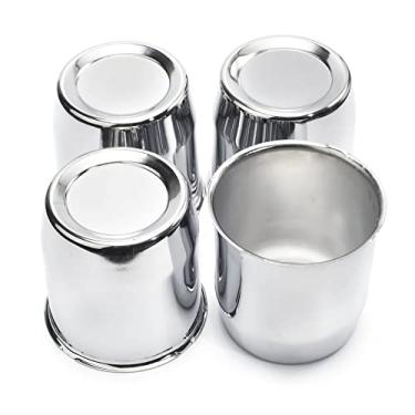 Imagem de GTownWorks 4 peças de tampas centrais de roda de 8,3 cm servem para 8,3 cm com furo central de caminhão trailer trailer SUV, aros de rodas, aço carbono cromado prata empurrar através de capas de cubo