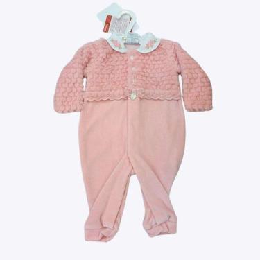 Imagem de Macacão Longo Peluciado para Bebê Menina - Paraiso 16083, Rosa, RN