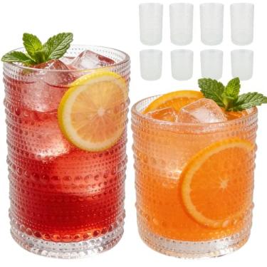 Imagem de JYlanglin Conjunto de 8 copos Hobnail para beber, inclui copos de cerveja de 350 ml e copos de coquetel de 290 ml. Copo de vidro para água de cozinha, conjunto de copos de bar para uísque, cerveja