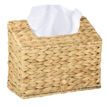 Imagem de BIBELUN Capa de caixa de tecido, suporte de toalha de mão de jacinto de água compatível com toalhas de mão de papel descartáveis Kleenex, dispensador de guardanapos de vime de fazenda para mesa de