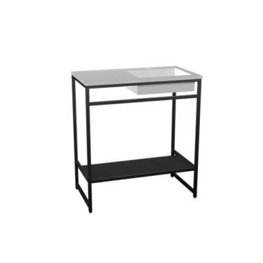 Imagem de Gabinete para Banheiro Iron Black 80cmx45cm Preto Fosco/branco Fosco