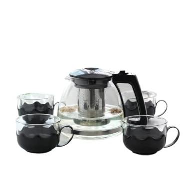 Imagem de Conjunto De Jarra 1,1L Com Infusor E Xícaras 150mL Para Chá 5 Peças Vidro e Plastico