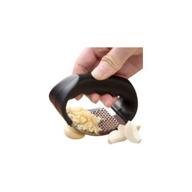 Imagem de Amassador Triturador de Alho Manual, Espremedor de Cozinha, Aço Inox e Polipropileno, 10cm x 5cm