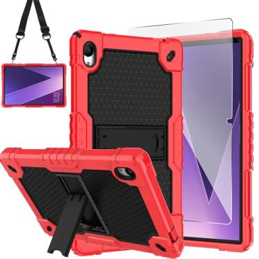 Imagem de Doemoil Capa para tablet Pritom Tab 10 Lite/TECLAST P26T/TECLAST P25T/Wetap M10 10,1 polegadas, à prova de choque, capa firme, alça de ombro com suporte embutido com protetor de tela (vermelho/preto/1