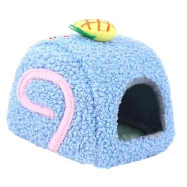 Imagem de Gralara Cama quente e aconchegante para hamster, ideal para o inverno. adorável e fofo para porquinho-da-índia, rato, furão, anões outros pequenos, Azul