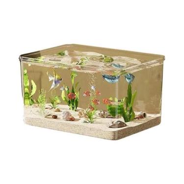Imagem de Aquário Retangular Transparente Para Decoração De Mesa, Escritório E C